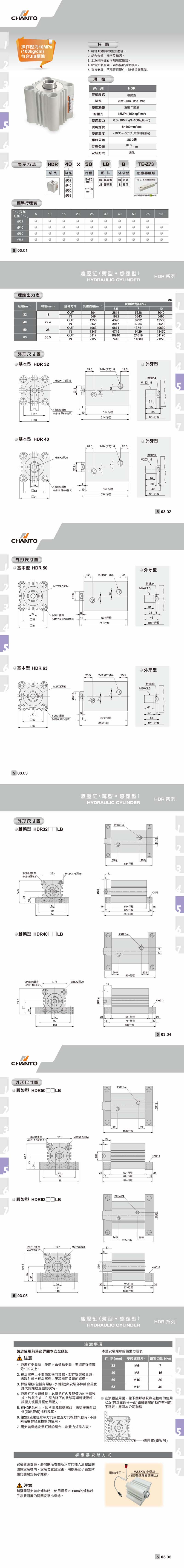 HDR 薄型油压缸(感应型)